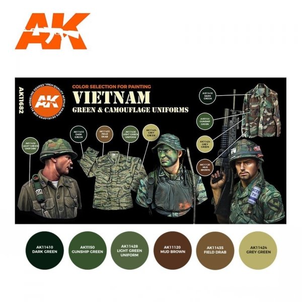 AK Interactive AK11682 VIETNAM GREEN &amp; CAMOUFLAGE UNIFORMS