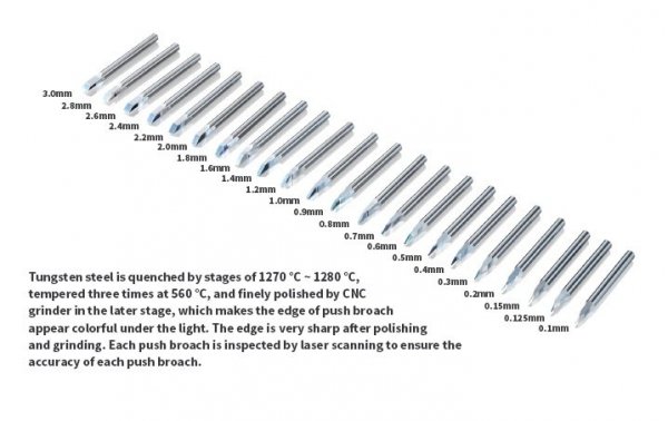 DSPIAE PB-015 0.15mm Tungsten Steel Push Broach / Rysik ze stali wolframowej
