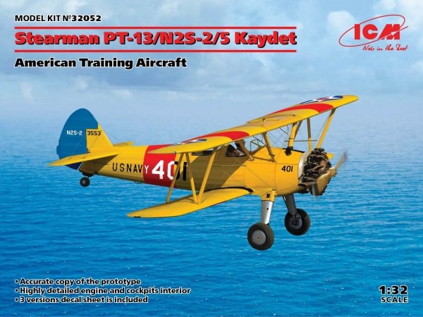 ICM 32052 Stearman PT-13/N2S-2/5 Kaydet 1/32