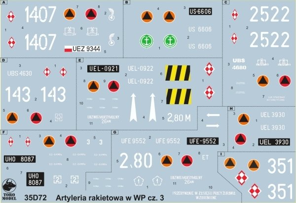 ToRo Model 35D72 Artyleria rakietowa w Wojsku Polskim cz.3 kalkomanie 1/35