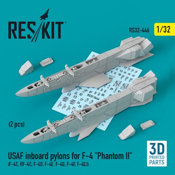RESKIT RS32-0446 USAF INBOARD PYLONS FOR F-4 &quot;PHANTOM II&quot; (2 PCS) (F-4С, RF-4С, F-4D, F-4Е, F-4G, F-4F, F-4EJ) (3D PRINTED) 1/32