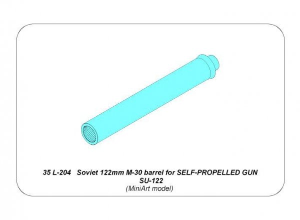 Aber 35L-204 Soviet 122mm M-30 barrel for SELF-PROPELLED GUN SU-122 (1:35)