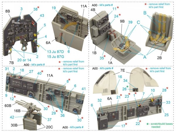 Quinta Studio QD48207 Ju 87D/G 3D-Printed &amp; coloured Interior on decal paper ( Italeri ) 1/48