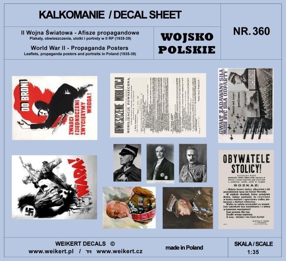 Weikert Decals DEC360 Afisze propagandowe - Plakaty, obwieszczenia, ulotki i portrety w II RP (1935-39) 1/35