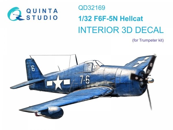 Quinta Studio QD32169 F6F-5N Hellcat 3D-Printed &amp; coloured Interior on decal paper (Trumpeter) 1/32