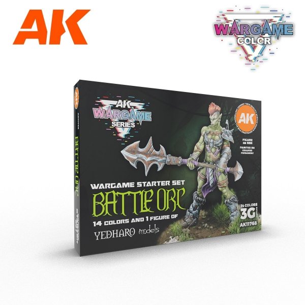 AK Interactive AK11768 BATTLE ORC – WARGAME STARTER SET – 14 COLORS &amp; 1 FIGURE