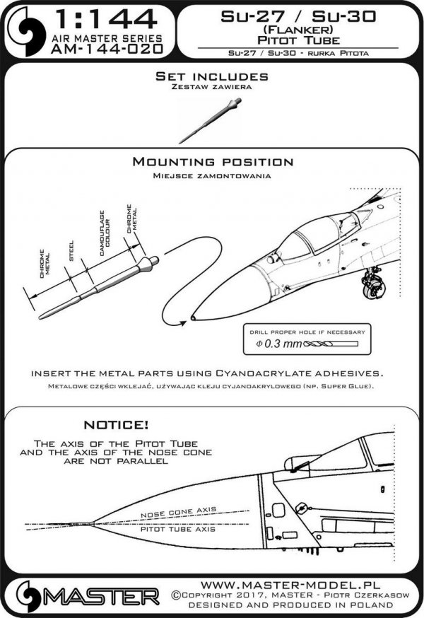 Master AM-144-020 Su-27/Su-30 (Flanker) - Rurka Pitota (1:144)