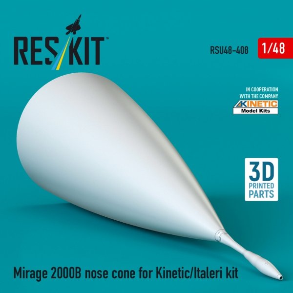 RESKIT RSU48-0408 Mirage 2000B nose cone for Kinetic/Italeri kit (3D Printed) 1/48