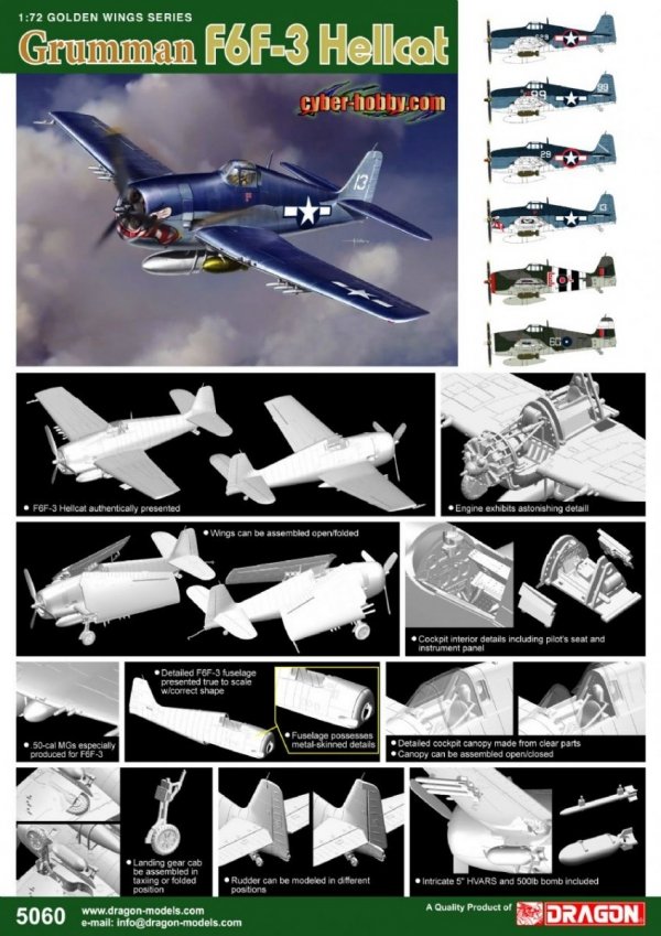 Dragon 5060 Grumman F6F-3 Hellcat (Golden Wings Series) 1/72