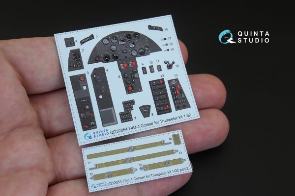 Quinta Studio QD32054 F4U-4 3D-Printed &amp; coloured Interior on decal paper (for Trumpeter kit) 1/32