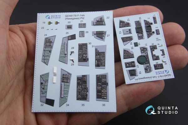 Quinta Studio QD48178 F-14A 3D-Printed &amp; coloured Interior on decal paper (for Hasegawa kit) 1/48