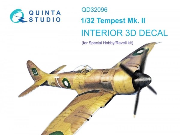 Quinta Studio QD32096 Tempest Mk.II 3D-Printed &amp; coloured Interior on decal paper (Special Hobby/Revell) 1/32