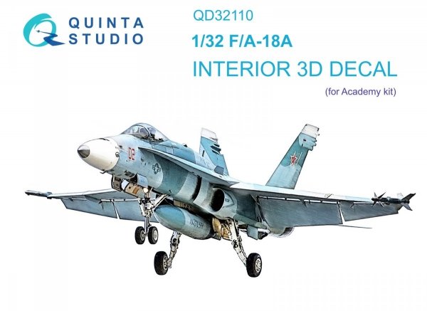 Quinta Studio QD32110 F/A-18A 3D-Printed &amp; coloured Interior on decal paper (Academy) 1/32
