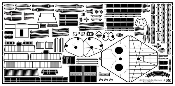 MK1 Design MS-20020 DKM Battleship SCHARNHORST RADAR &amp; MAST PARTS for Trumpeter 1/200