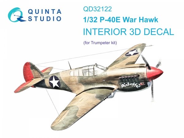 Quinta Studio QD32122 P-40E War Hawk 3D-Printed &amp; coloured Interior on decal paper (Trumpeter) 1/32