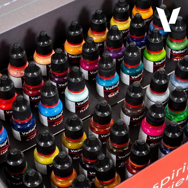 Vallejo 72182 Inspiration Color Set (User Guide )( 3 Synthetic Brushes ) - Game Color 48x18ml 