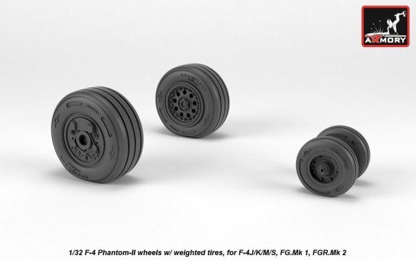 Armory Models AW32308 F-4 Phantom-II wheels w/ weighted tires, late 1/32