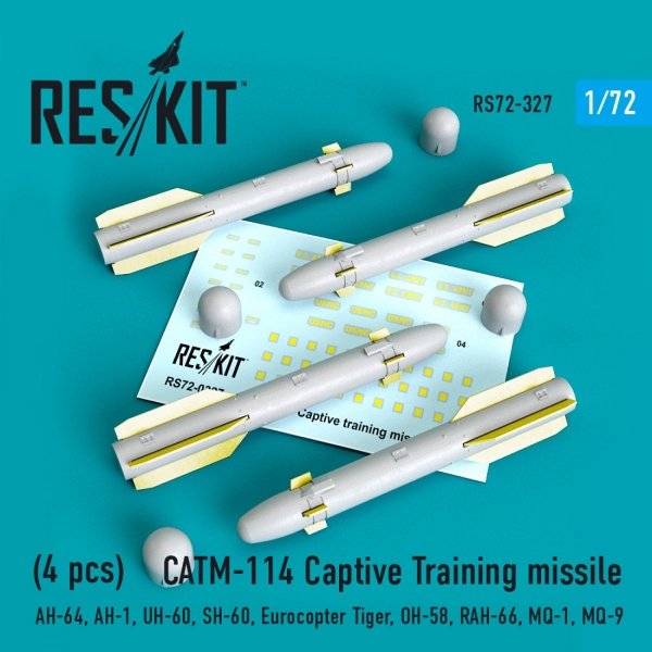 RESKIT RS72-0327 CATM-114 CAPTIVE TRAINING MISSILES (4 PCS) 1/72