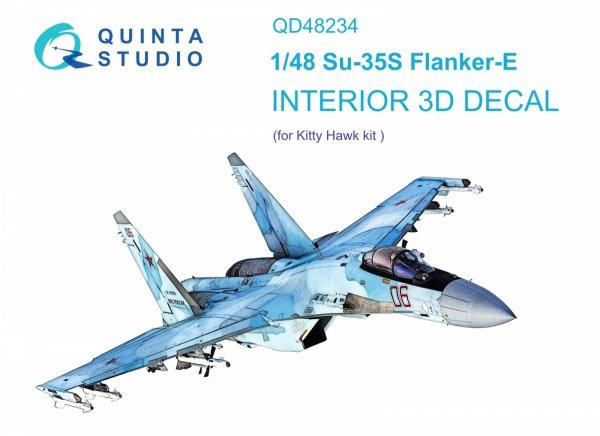 Quinta Studio QD48234 Su-35S 3D-Printed &amp; coloured Interior on decal paper (KittyHawk) 1/48