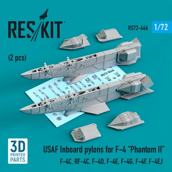 RESKIT RS72-0446 USAF INBOARD PYLONS FOR F-4 &quot;PHANTOM II&quot; (2 PCS) (3D PRINTED) 1/72