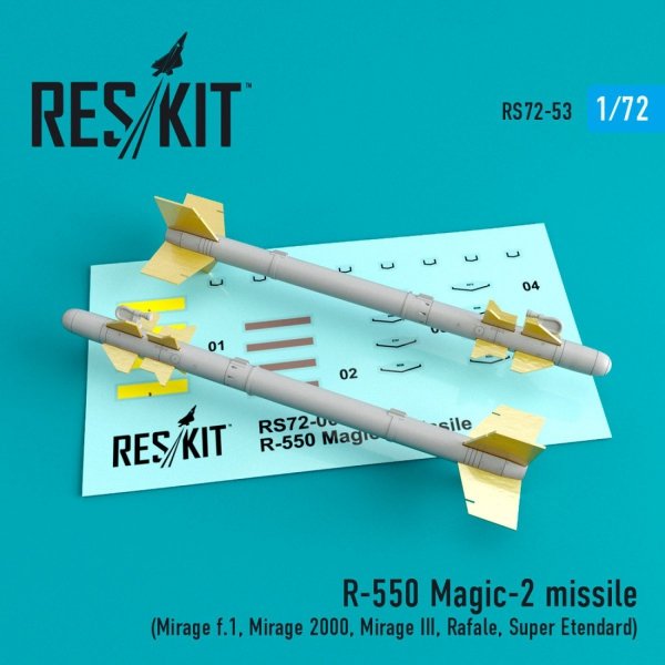 RESKIT RS72-0053 R-550 MAGIC-2 MISSILES (4 PCS) 1/72