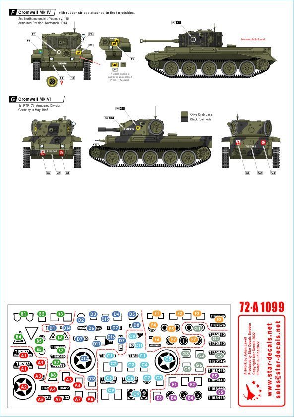 Star Decals 72-A1099 British Cromwell Mk IV / VI From Normandy to Germany. 1/72