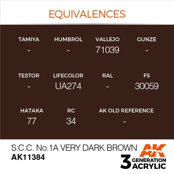 AK Interactive AK11384 S.C.C. No.1A Very Dark Brown 17ml