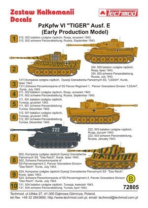 Techmod 72805 - Pz.Kpfw.VI Tiger Ausf.E (Early Production Model) (1:72)