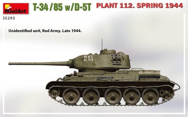 MiniArt 35293 T-34/85 w/D-5T PLANT 112. SPRING 1944 1/35