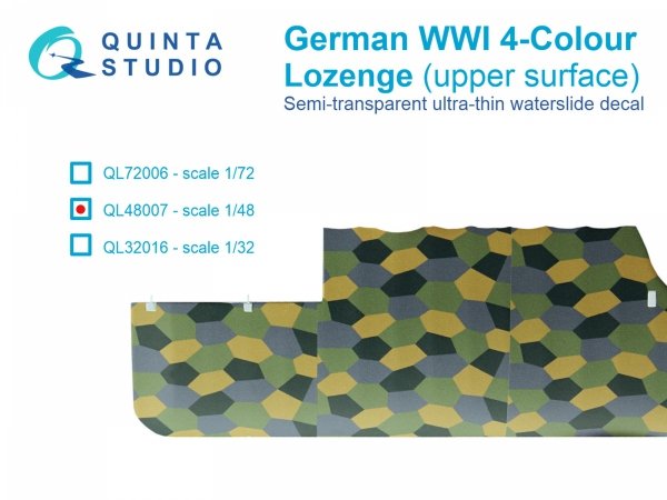 Quinta Studio QL48007 German WWI 4-Colour Lozenge (upper surface) 1/48