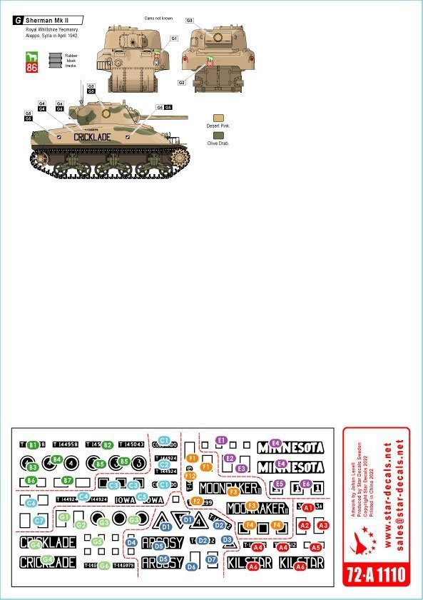 Star Decals 72-A1110 British 9th Armoured Division. Africa, Palestine and Syria 1/72