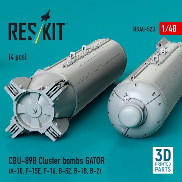 RESKIT RS48-0523 CBU-89B cluster bombs GATOR (4 pcs) (3D Printed) 1/48