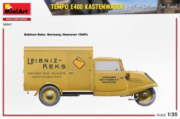 MiniArt 38047 TEMPO E400 KASTENWAGEN 3-WHEEL DELIVERY BOX TRACK 1/35