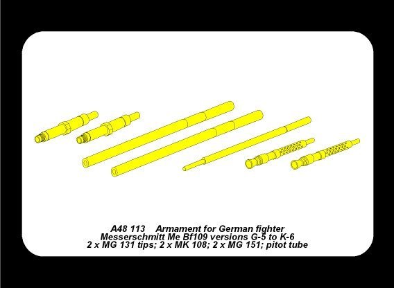 Aber A48113 Armament for German fighter Me 109G-5 to K-6 (1:48)