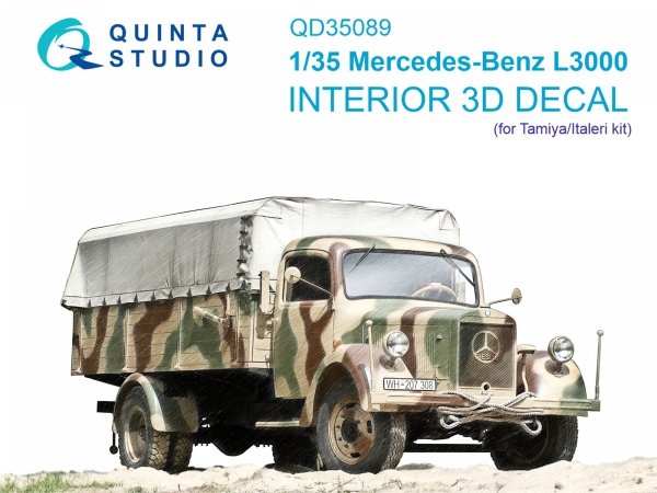 Quinta Studio QD35089 Mercedes-Benz L3000 3D-Printed &amp; coloured Interior on decal paper (Tamiya/Italeri) 1/35
