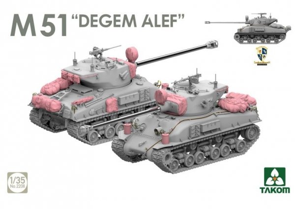 Takom 2207W SHERMAN² BOX M4A1(76W) VVSS Late Production+M51 "DEGEM ALEF"+US ARMY 1/4TON UTILITY TRUCK &amp; MP FIGURE 1/35