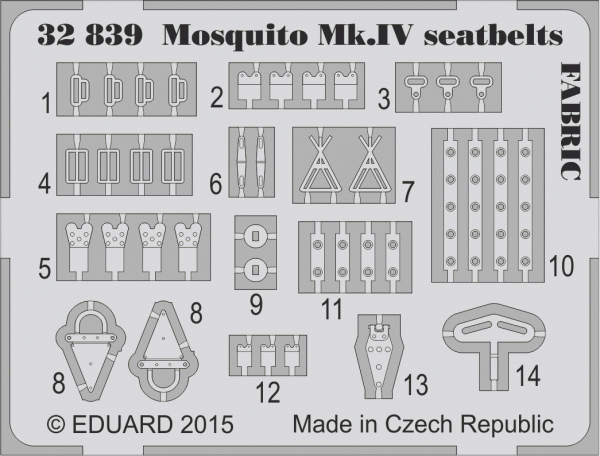 Eduard 32839 Mosquito Mk. IV seatbelts FABRIC 1/32 HK Models