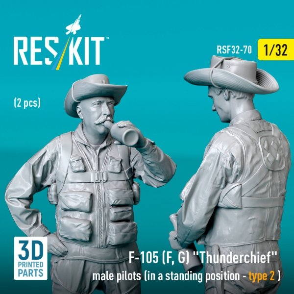 RESKIT RSF32-0069 F-105 (F, G) &quot;Thunderchief&quot; male pilots (in a standing position - type 1) (2 pcs) (3D Printed) 1/32