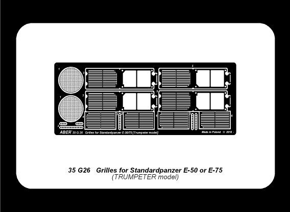 Aber 35G26 Grilles for german tank Standardpanzer E-75 or E-50 (1:35)