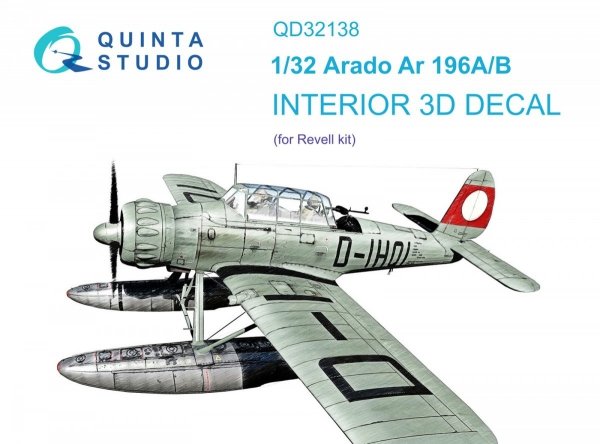 Quinta Studio QD32138 Ar 196A/B 3D-Printed &amp; coloured Interior on decal paper (Revell) 1/32