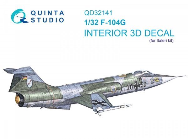 Quinta Studio QD32141 F-104G 3D-Printed &amp; coloured Interior on decal paper (Italeri) 1/32
