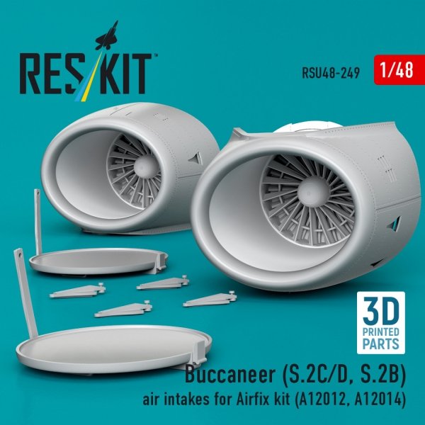 RESKIT RSU48-0249 Buccaneer (S.2C/D, S.2B) air intakes for Airfix kit (A12012, A12014) (3D Printed) (1/48)