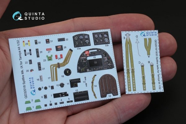 Quinta Studio QD32018 Spitfire Mk.IX 3D-Printed &amp; coloured Interior on decal paper (for Tamiya kit) 1/32