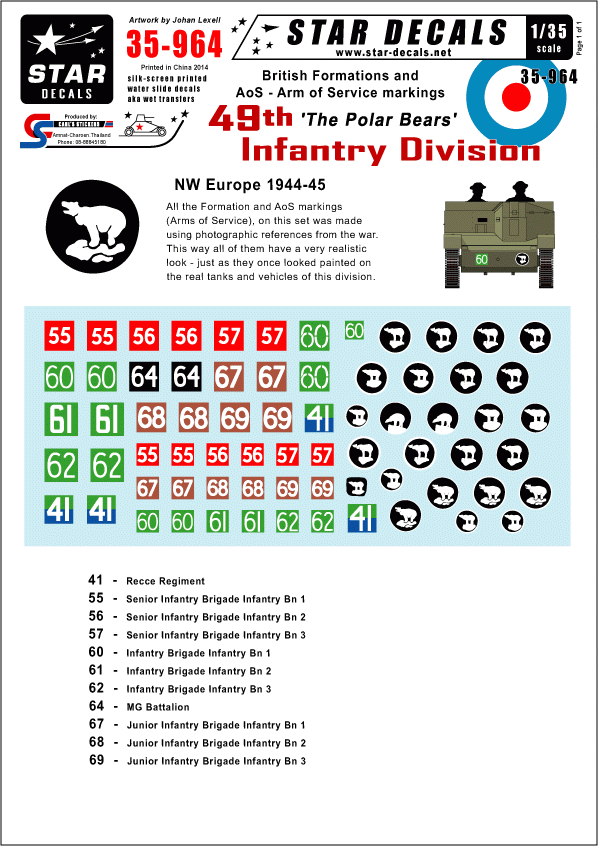 Star Decals 35-964 British 49th Infantry Division 1/35