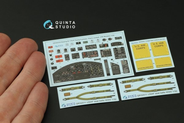 Quinta Studio QD32233 Boeing B-17E/F Pilot's cockpit. 3D-Printed coloured Interior on decal paper (HK models) 1/32