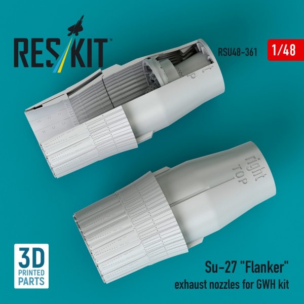 RESKIT RSU48-0361 Su-27 &quot;Flanker&quot; exhaust nozzles for GWH kit (3D Printed) (1/48)