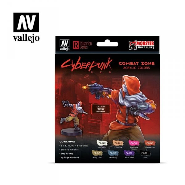 Vallejo 72307 Cyberpunk RED Combat Zone Paint Set 8x17ml