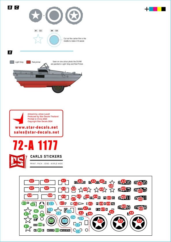 Star Decals 72-A1177 D-Day DUKW + SEEP. British Amphibians # 2. 297 Coy (GT) RASC and Beach Group. 1/72