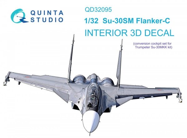 Quinta Studio QD32095 Su-30SM 3D-Printed &amp; coloured Interior on decal paper (conversion for Trumpeter Su-30MKK ) 1/32