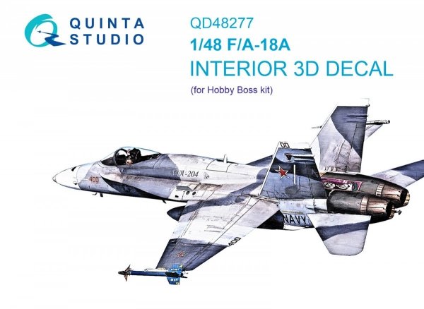 Quinta Studio QD48277 F/A-18А 3D-Printed &amp; coloured Interior on decal paper (HobbyBoss) 1/48